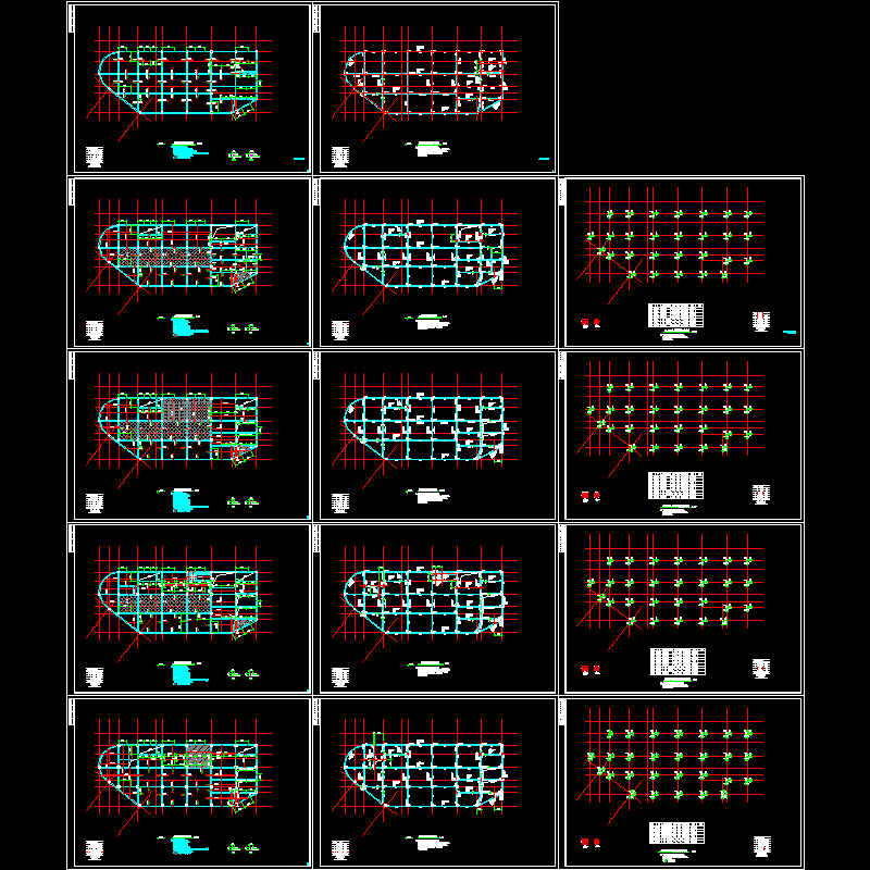 5层框架办公楼结构CAD施工图纸(dwg)(独立基础)(二级结构安全)