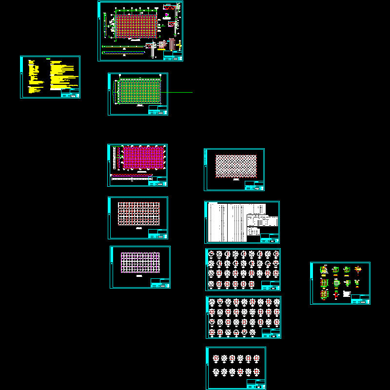 正放四角锥体育馆网架结构施工图纸（dwg格式CAD、12张）(平面布置图)