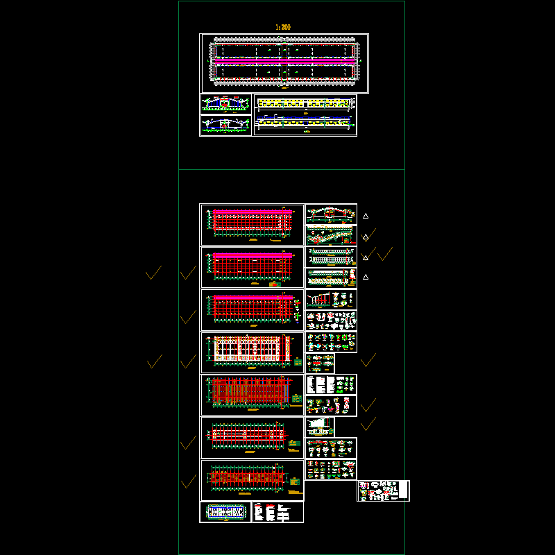 钢桁架仓库结构CAD施工图纸(dwg)(6度抗震)(二级结构安全)