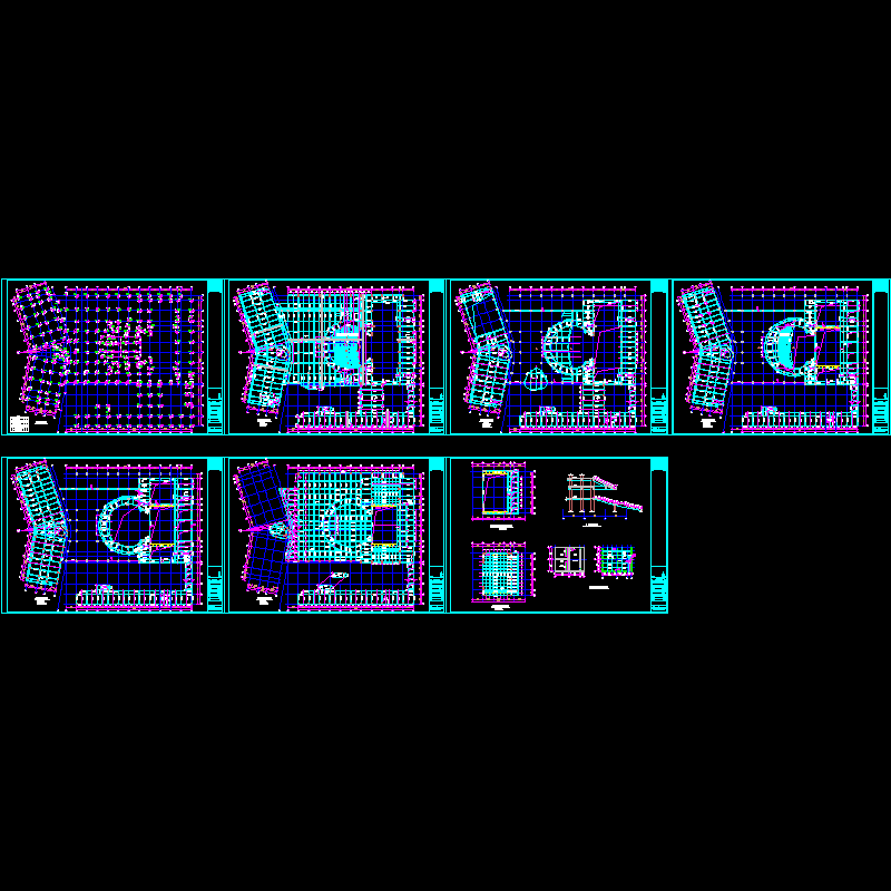 文化宫初步设计结构CAD施工图纸(dwg)(7度抗震)(二级结构安全)