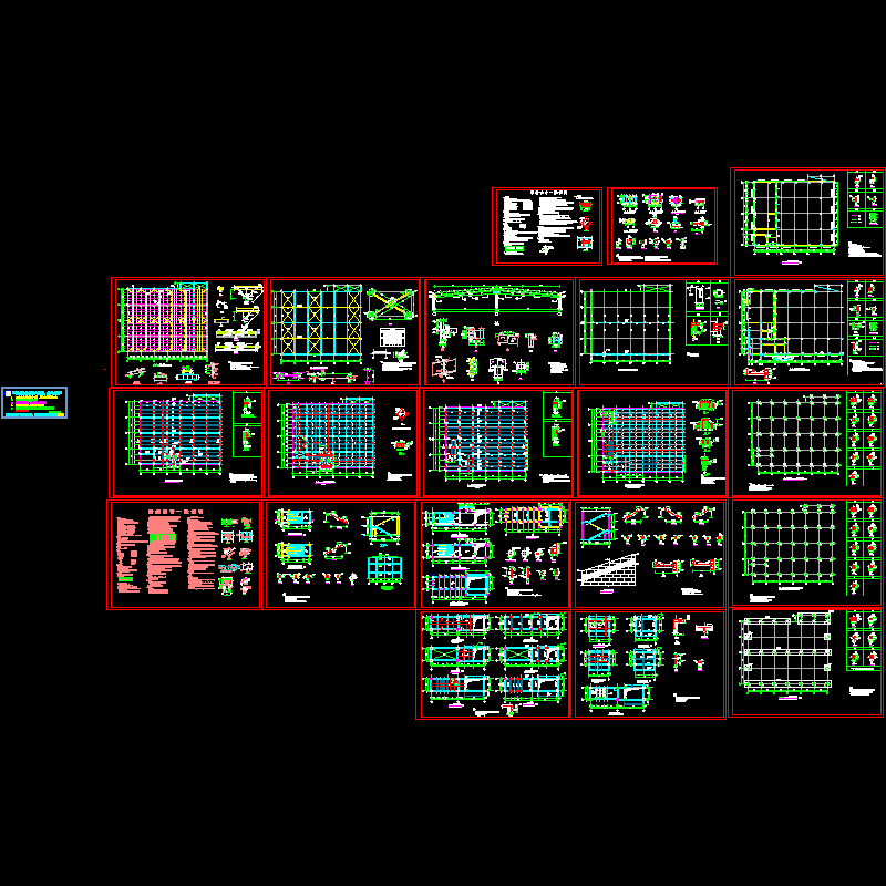 框排架厂房结构CAD图纸(dwg)(6度抗震)