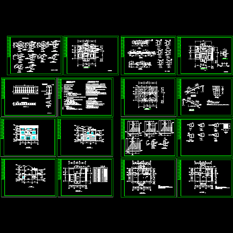 3层别墅结构设计CAD图纸(dwg)