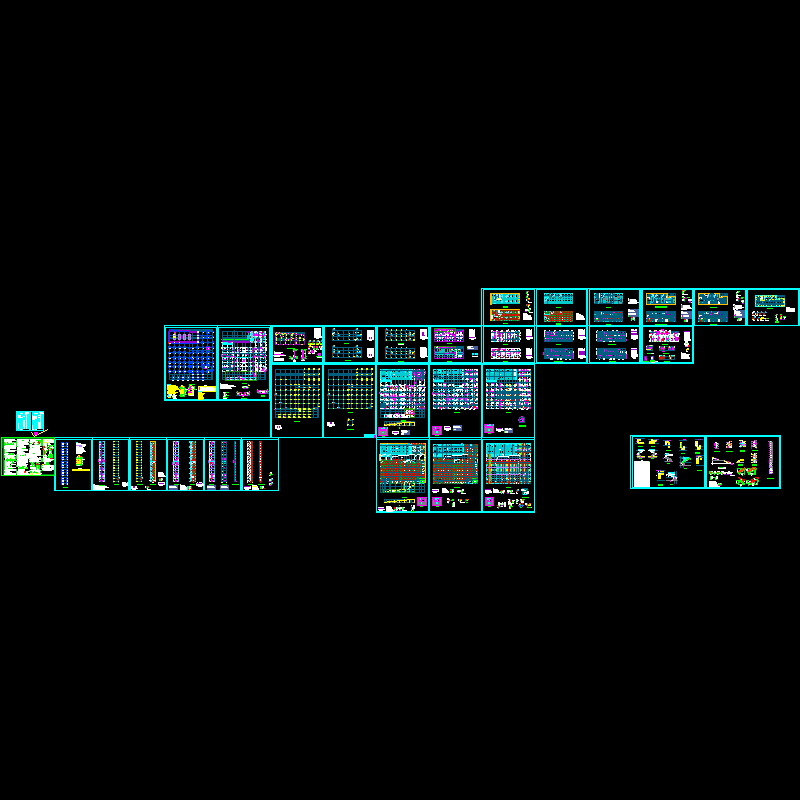 3栋框架商贸楼结构CAD施工图纸(dwg)(6度抗震)(乙级筏形基础)