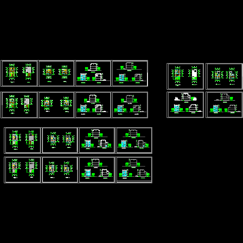 徽派风格别墅方案设计初设图纸_dwg格式CAD(钢筋混凝土结构)