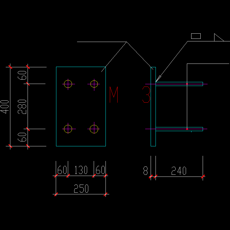 吊车梁预埋铁节点构造CAD详图纸（1）(dwg)