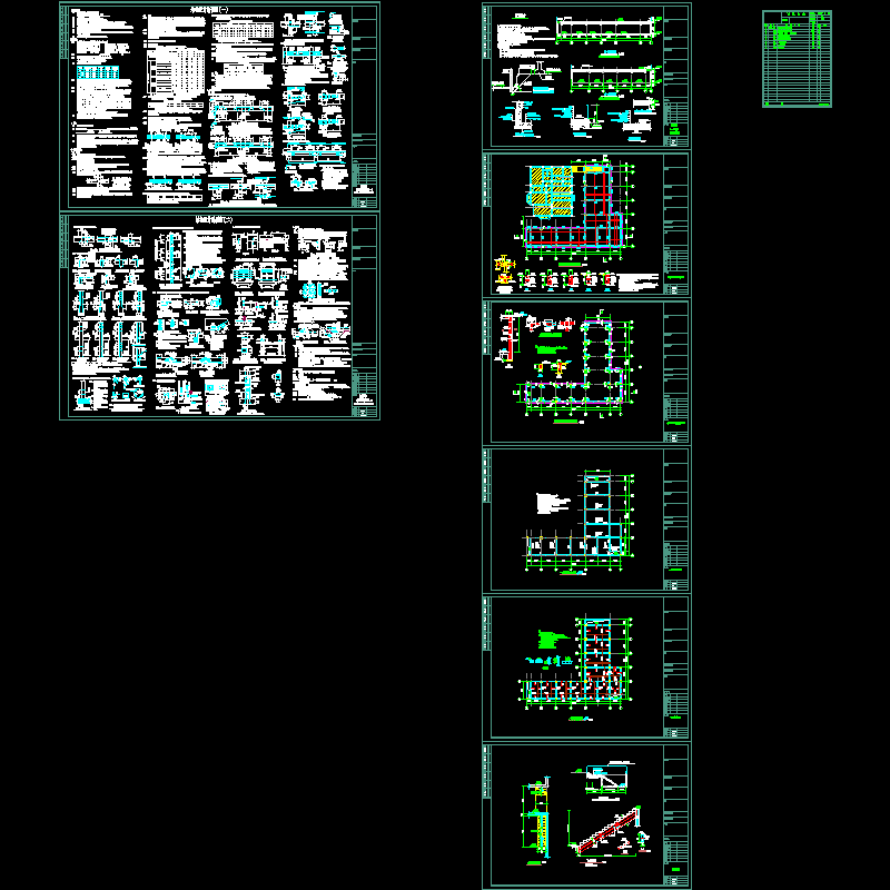 下室1层框架结构设计CAD施工大样图(dwg)(7度抗震)(丙级筏形基础)