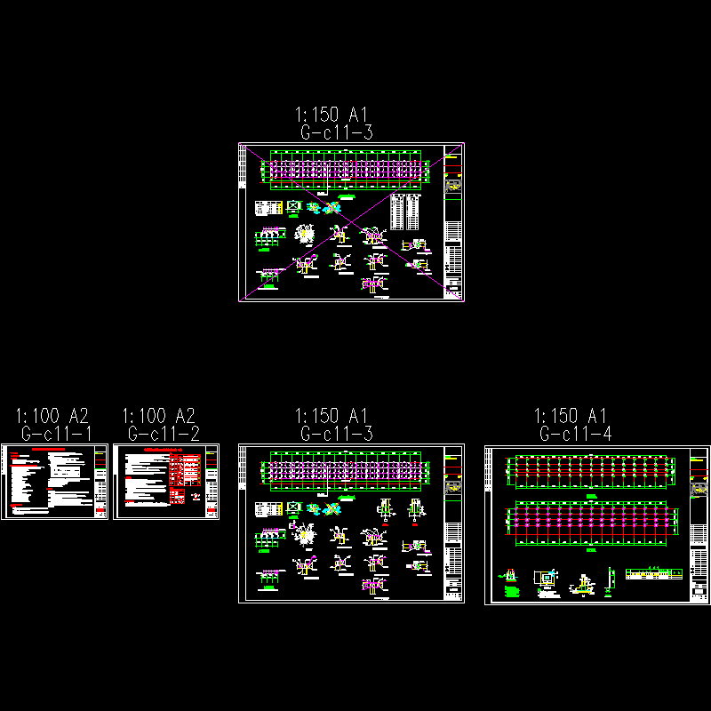 马术场钢结构观众席结构设计CAD施工图纸(dwg)(7度抗震)(独立基础)