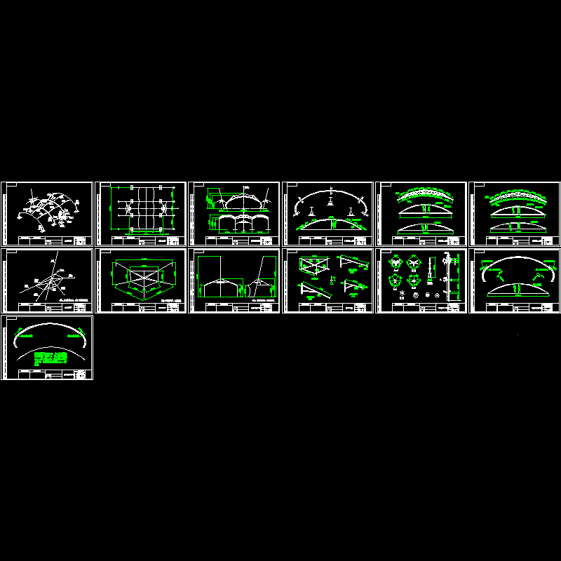 剧场索膜工程钢结构设计CAD图纸(dwg)