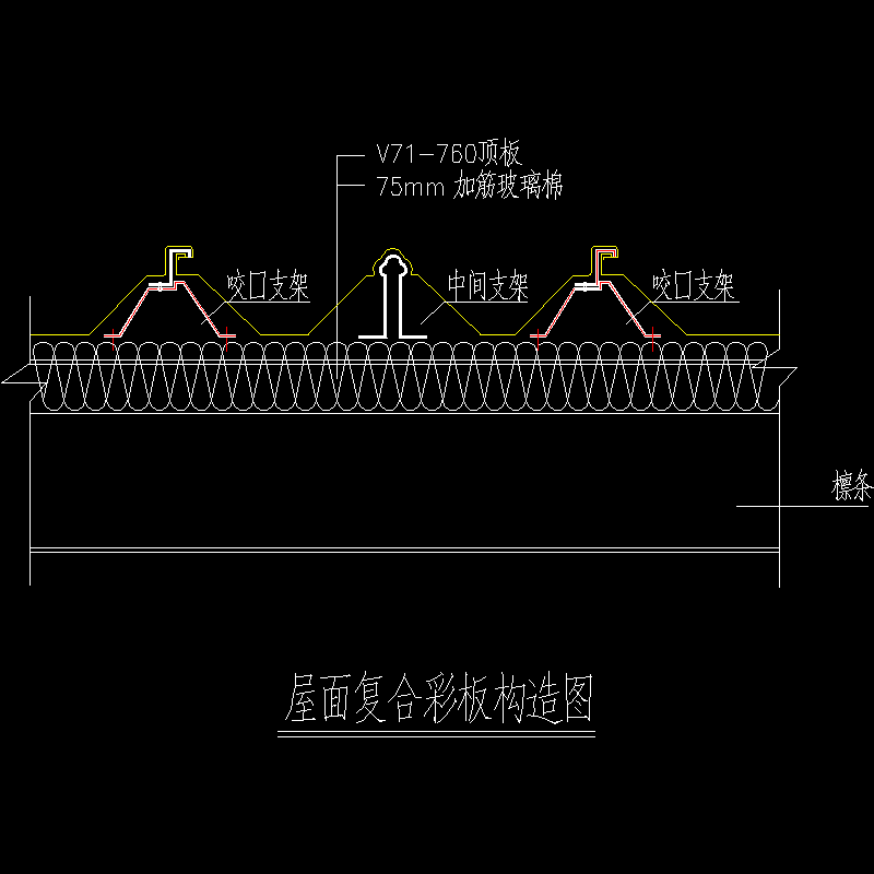 屋面复合彩板节点构造CAD详图纸[4](dwg)