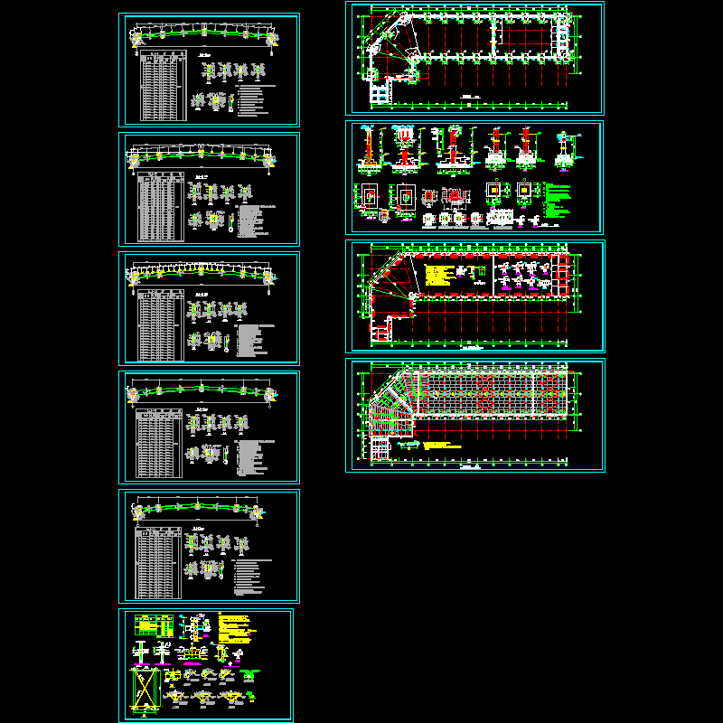 单层混凝土柱门式钢架结构施工图纸（dwg格式CAD、10张）(二级结构安全)
