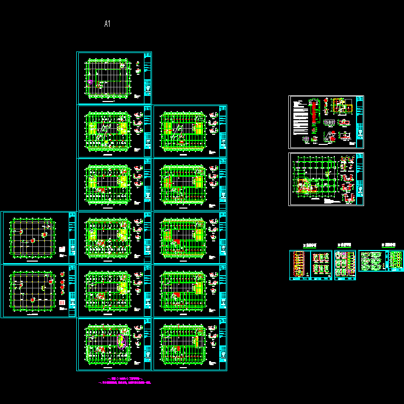 6层框架结构研发中心结构CAD施工图纸(dwg)(7度抗震)(桩基础)