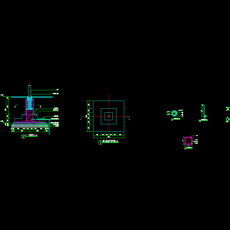 旗台基础结构CAD详大样图(dwg)