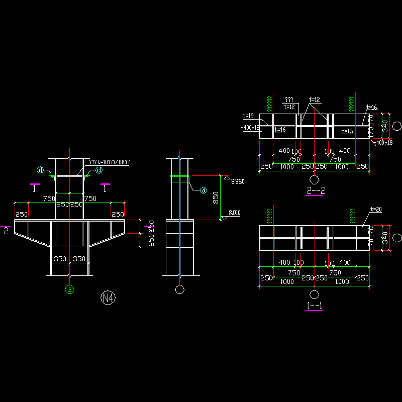 腹板贯通节点构造CAD详图纸(1)(dwg)