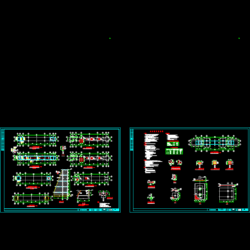 医院大门框架结构CAD施工图纸(dwg)(6度抗震)(乙级桩基础)(二级结构安全)
