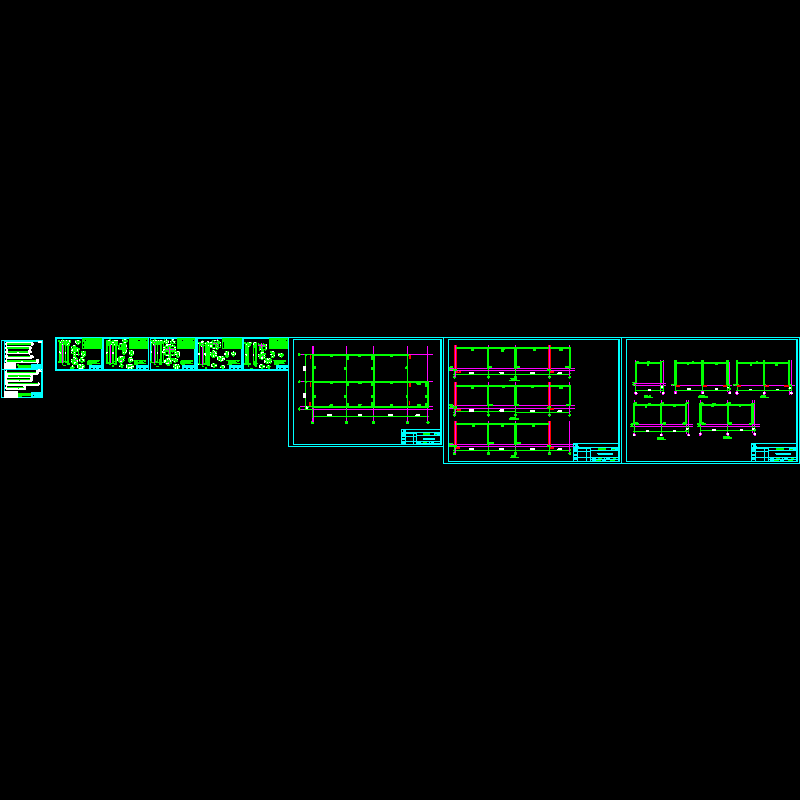 车库车间钢框架结构CAD施工图纸(dwg)(丙级独立基础)(二级结构安全)