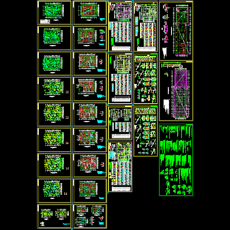 38层塔式 24层板式剪力墙结构CAD施工图纸(dwg)(7度抗震)