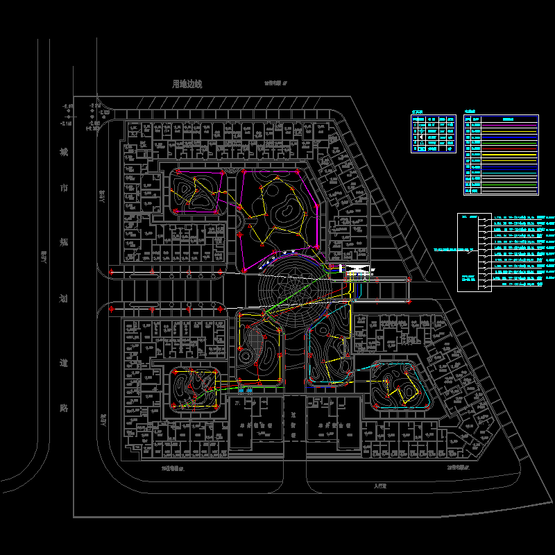 [CAD图]小区灯光布置及线路(dwg)