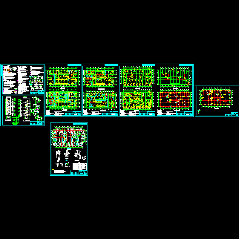 框混结构私宅设计CAD图纸(dwg)