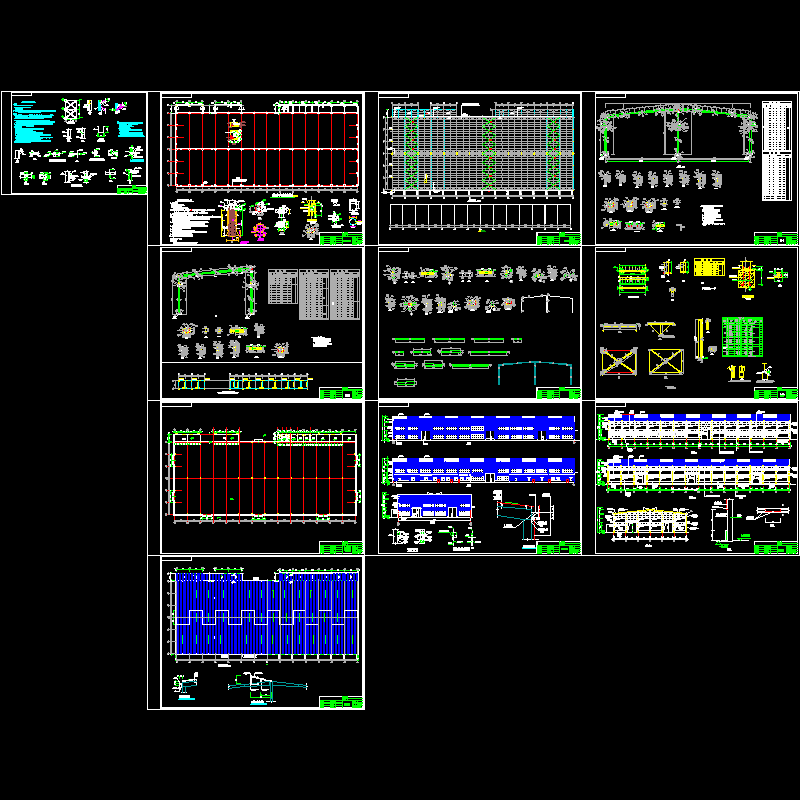 2×21米跨厂房结构设计CAD图纸(dwg)