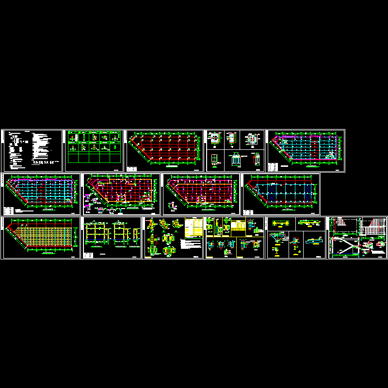 3层钢框架结构CAD图纸(dwg)