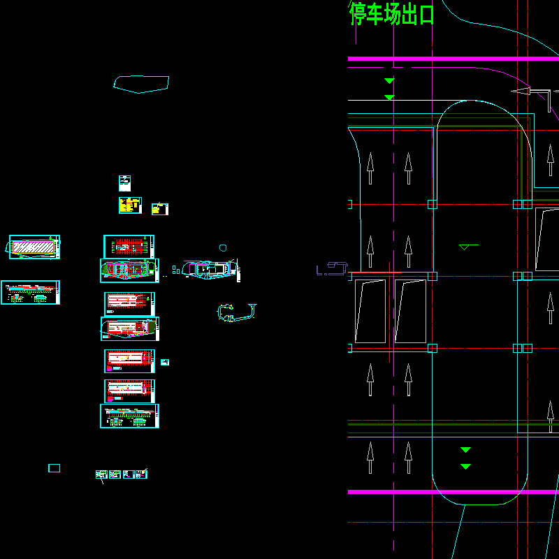 鉴湖路停车库建筑施工CAD图纸设计(钢筋混凝土结构)(dwg)