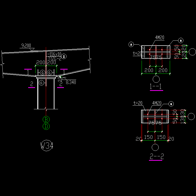 中梁柱节点构造CAD详图纸(11)(dwg)