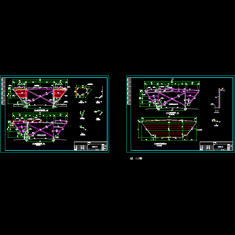 T形气楼构造CAD详图纸(dwg)