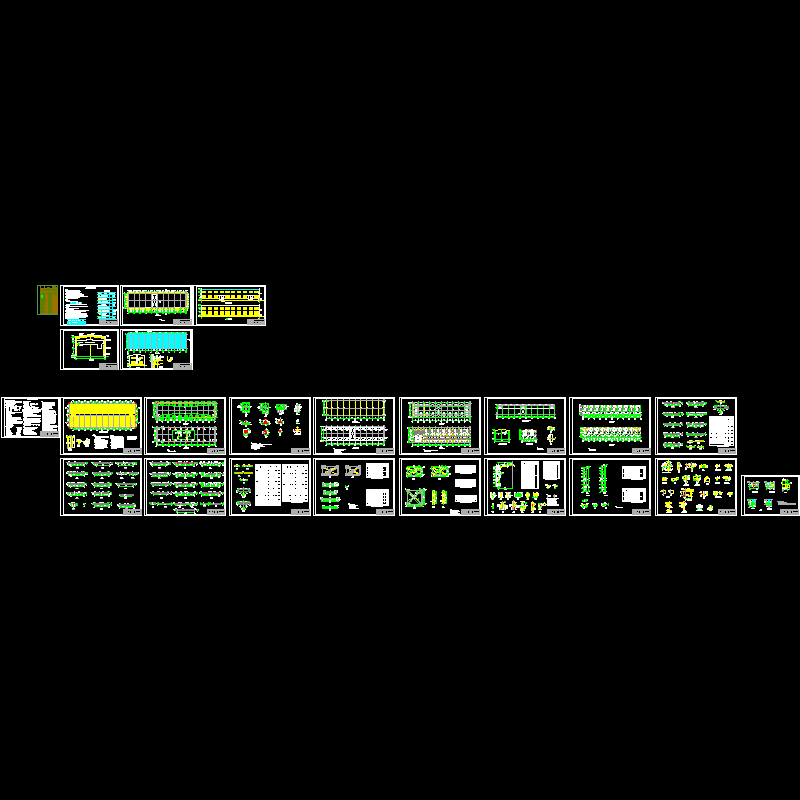 门式刚架机修车间建筑结构CAD施工图纸(dwg)(7度抗震)(丙级桩基础)