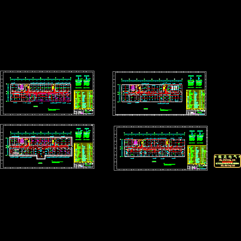 4层办公楼电气照明平面CAD图纸(dwg)