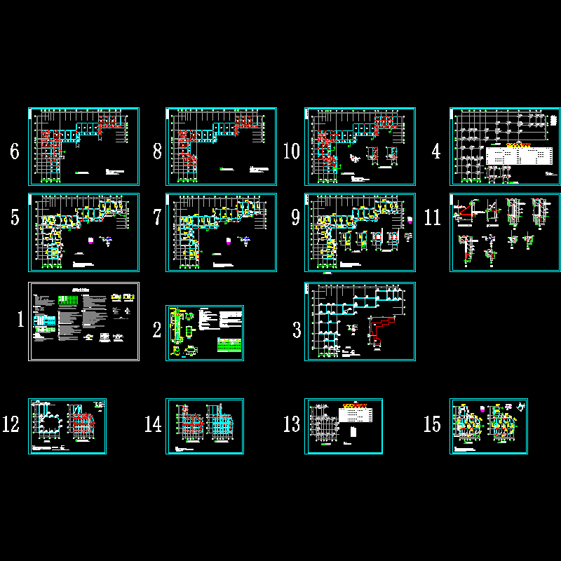 小学框架结构CAD施工图纸(dwg)