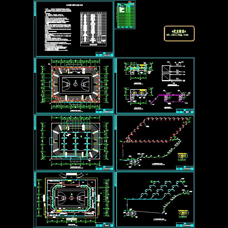篮球馆中央空调设计CAD施工图纸(dwg)