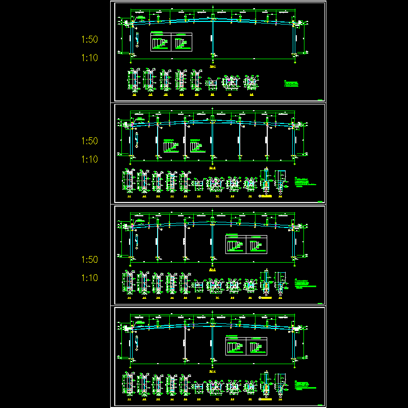 24米跨钢结构厂房刚架节点CAD详图纸(dwg)