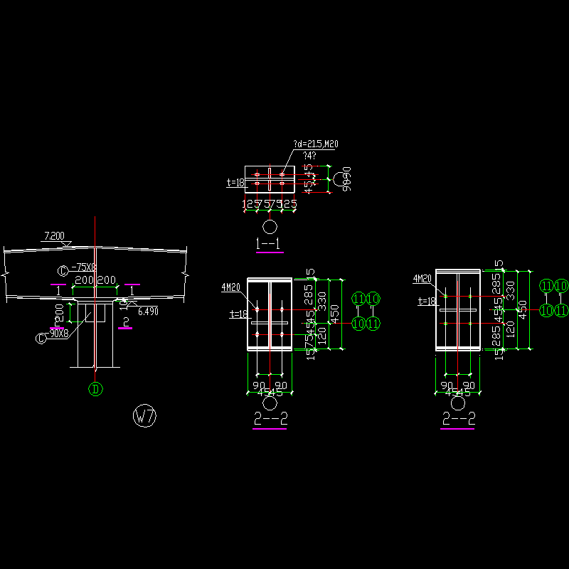 中梁柱节点构造CAD详图纸(1)(dwg)