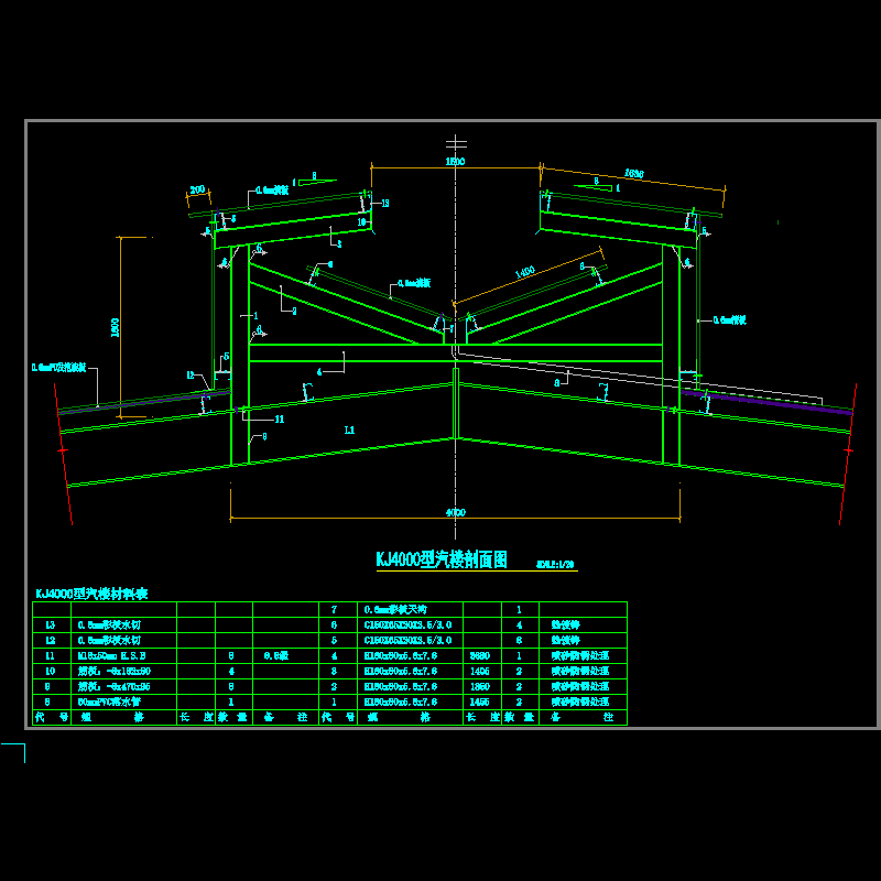KJ4000型汽楼节点构造CAD详图纸(dwg)