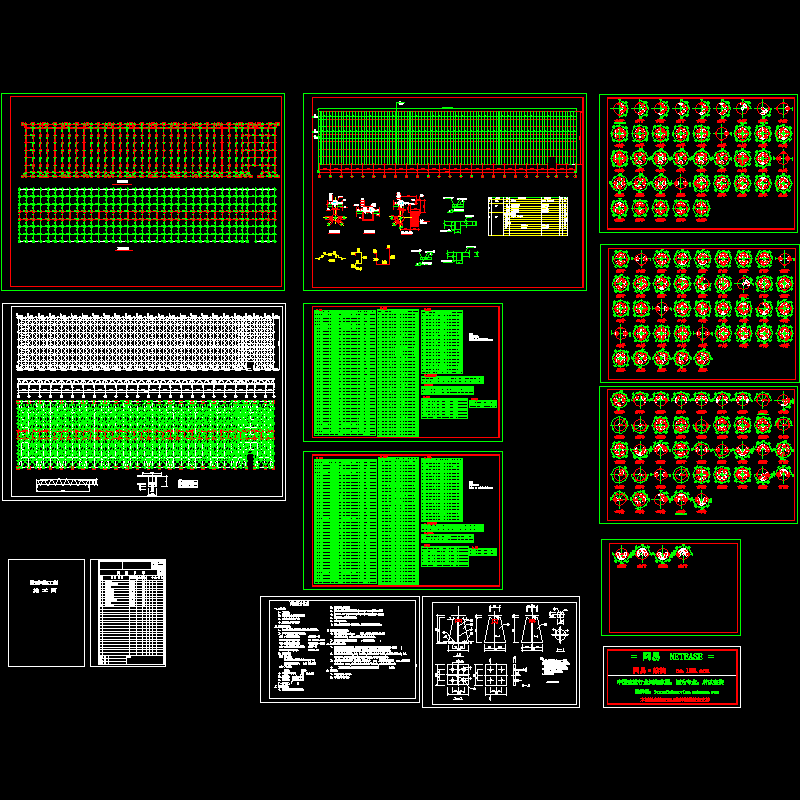 20米×94米屋面网架结构CAD施工图纸(dwg)(二级结构安全)