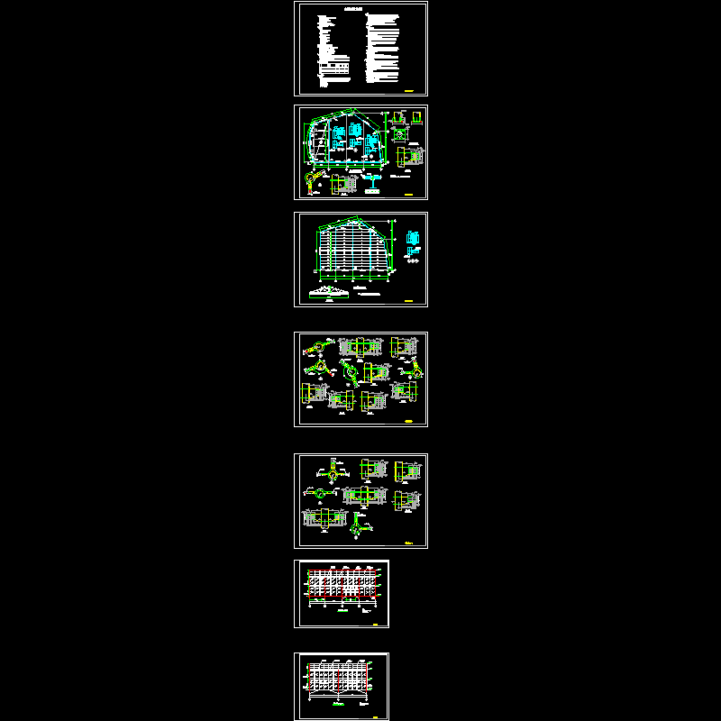 钢框架汽车展厅结构设计CAD图纸(独立柱基础)(dwg)(8度抗震)