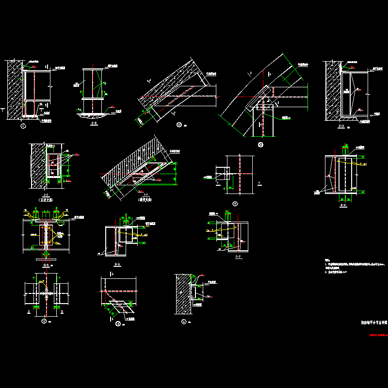 钢烟囱钢平台节点CAD详图纸(dwg)