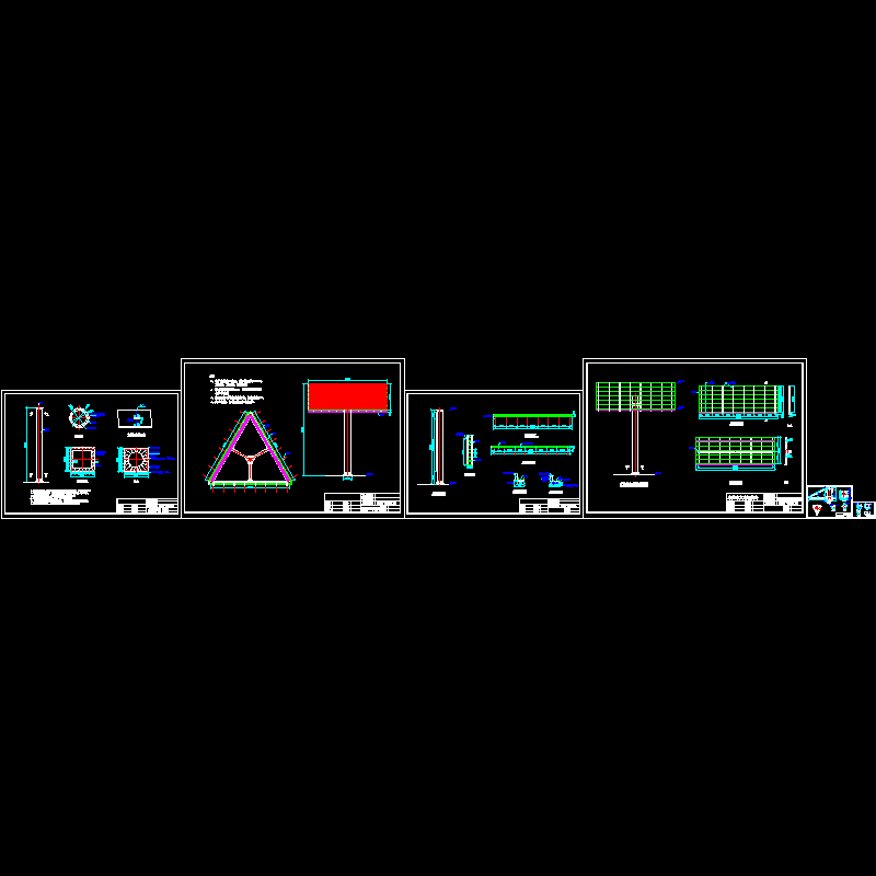 三角广告牌结构设计CAD图纸(dwg)