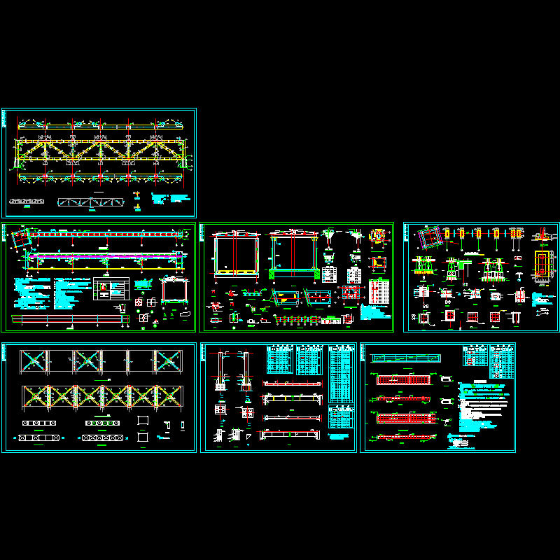 89米钢桁架走廊结构CAD施工图纸(dwg)(7度抗震)(独立基础)