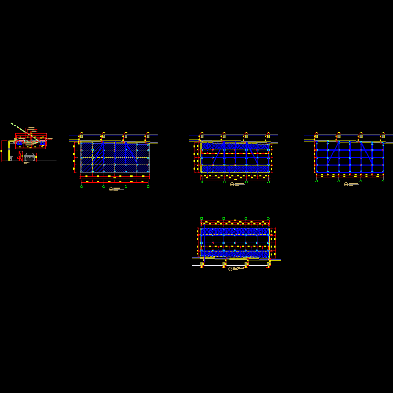 门庭矩形雨篷结构CAD图纸(照明布置图)(dwg)