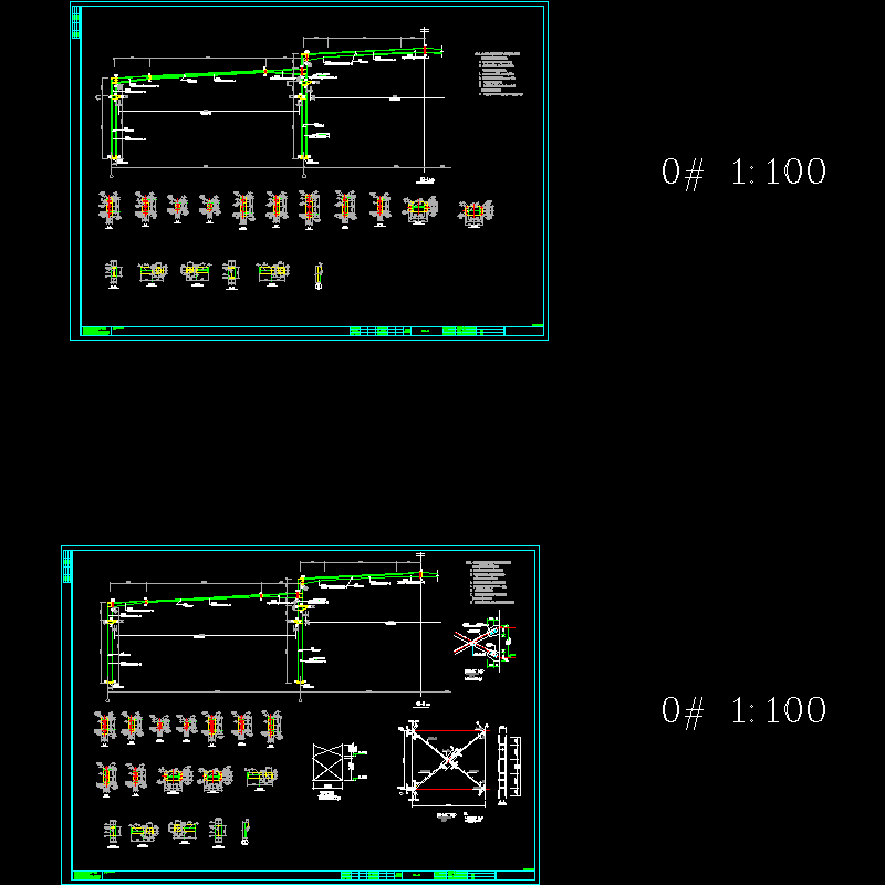 钢结构柱间支撑CAD详图纸(dwg)