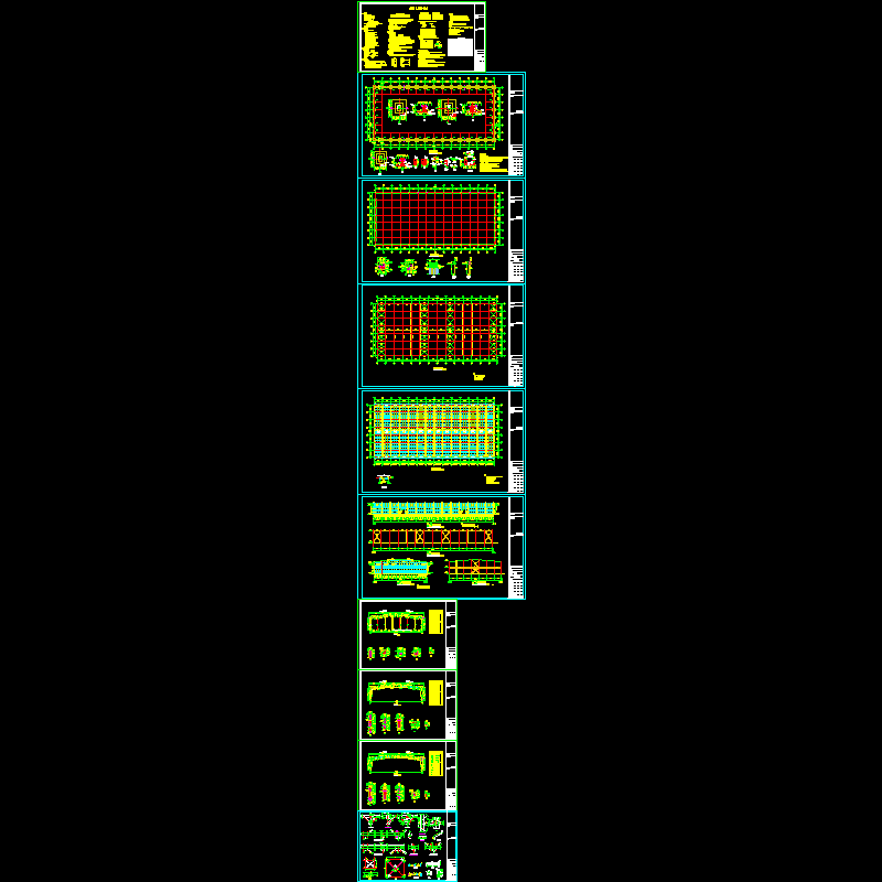 单层门式刚架仓库结构CAD施工图纸(dwg)(7度抗震)(丙级独立基础)