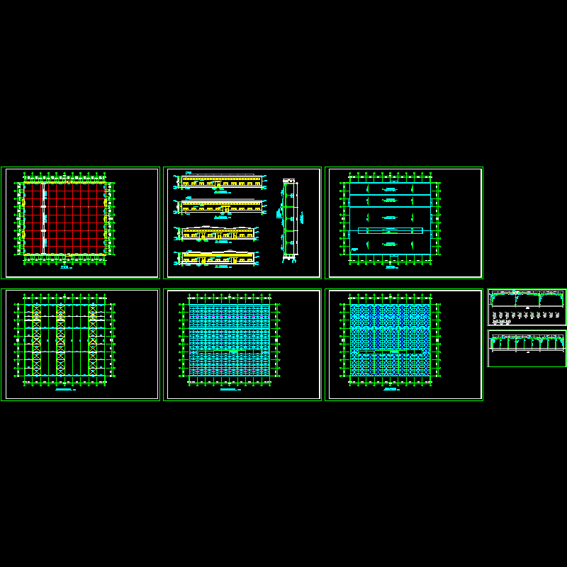 钢结构厂房施工图纸部分建筑结构设计CAD施工图纸(dwg)