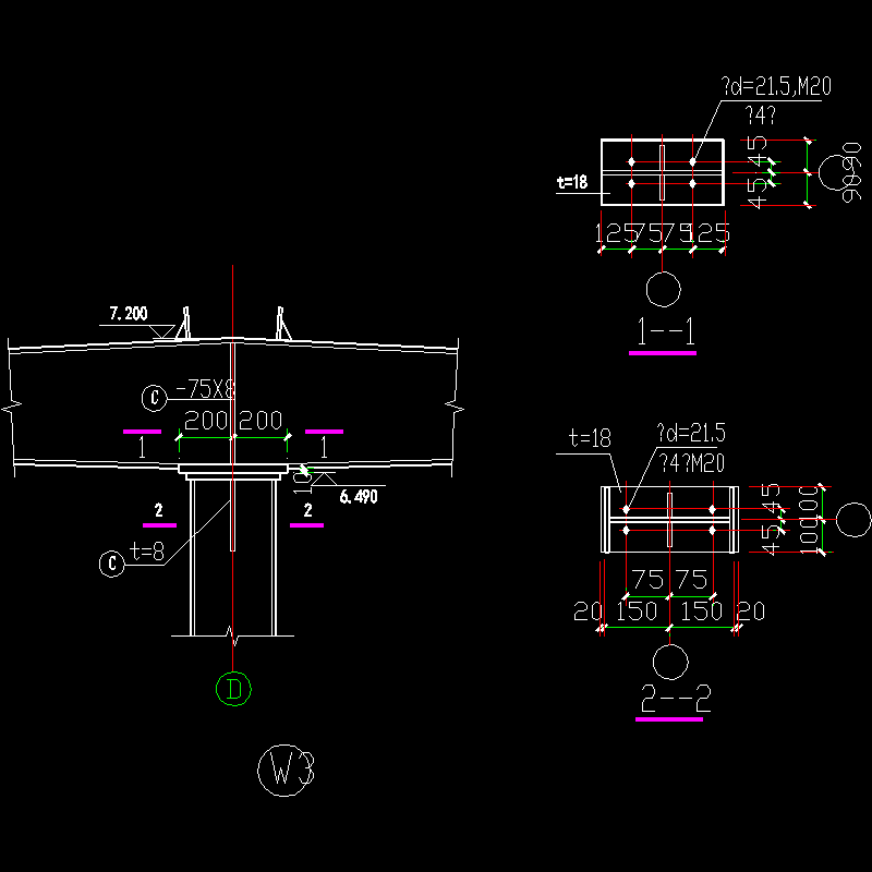 中梁柱节点构造CAD详图纸(3)(dwg)