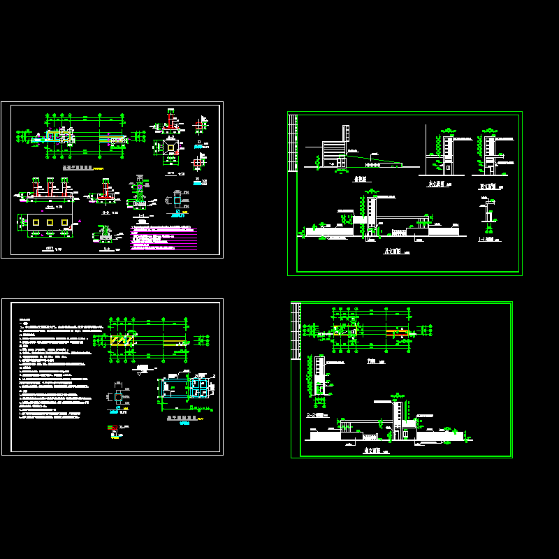 门卫房及大门结构CAD图纸(dwg)