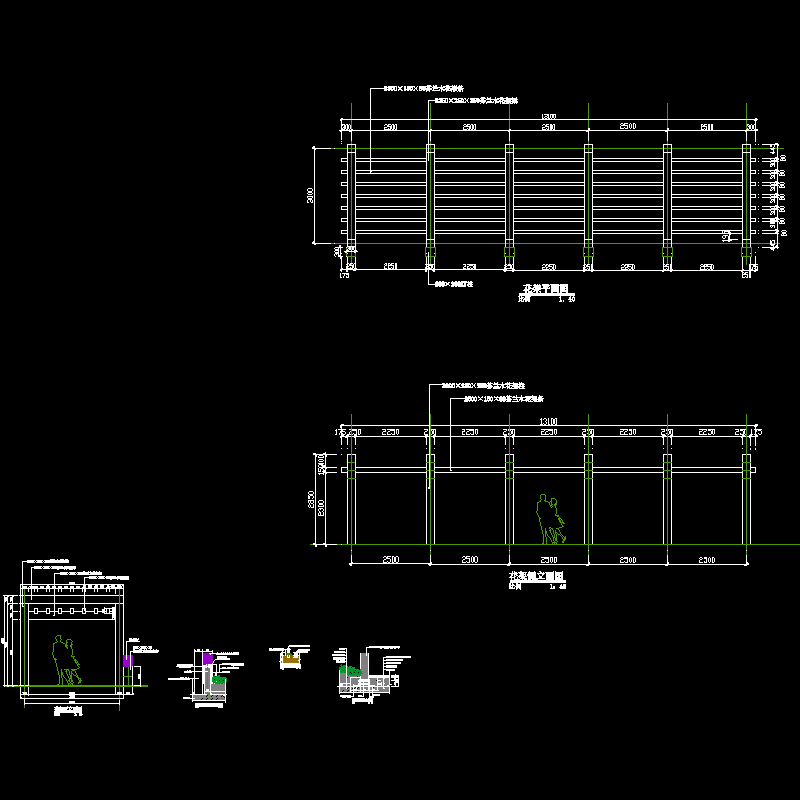 花架建筑结构设计CAD大样图(dwg)