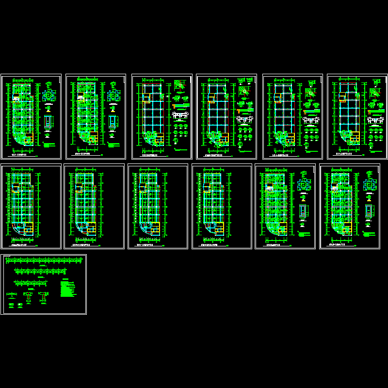 12层无粘结预应力板柱结构CAD图纸(dwg)