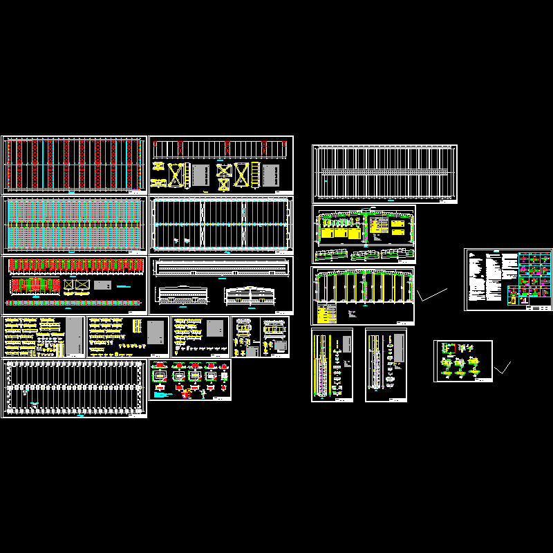 34米跨门式刚架结构CAD施工图纸(dwg)(7度抗震)(丙级独立基础)