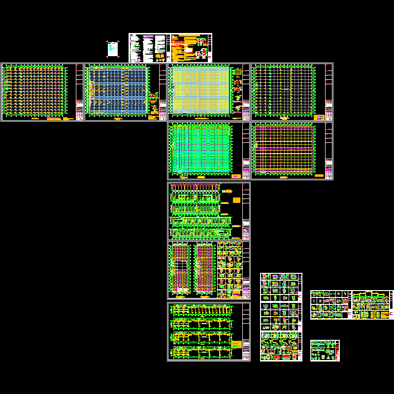 局部3层三联跨门式刚架厂房结构CAD施工大样图(dwg)(独立基础)