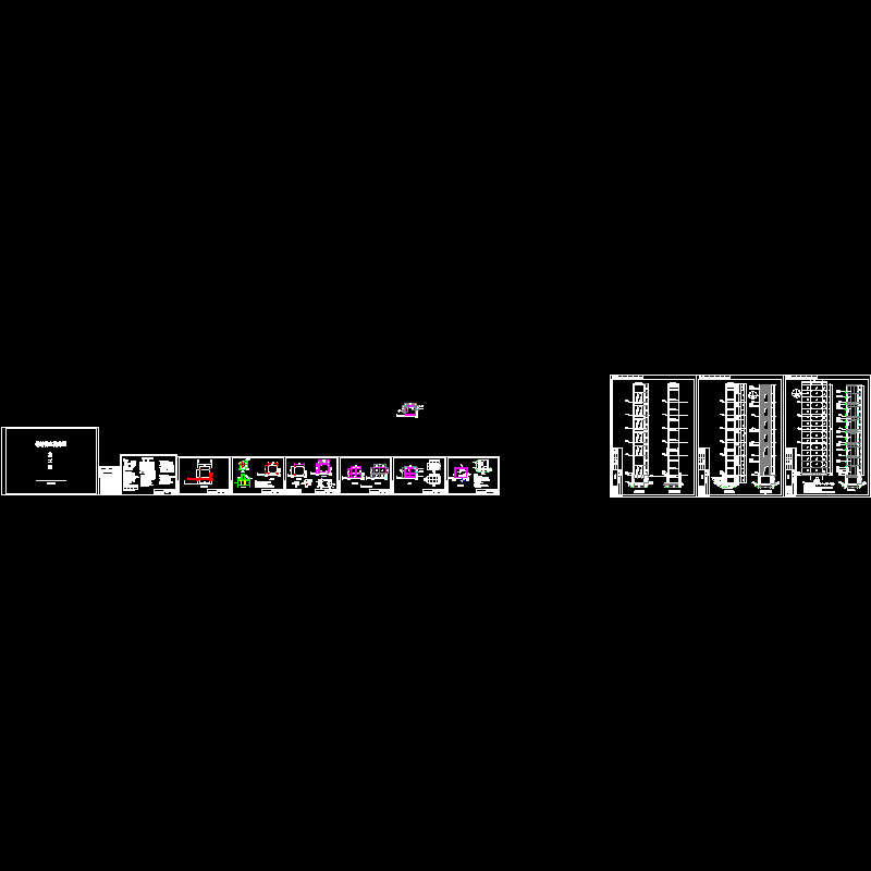 钢框架电梯结构CAD施工图纸(民用建筑设计)(dwg)(8度抗震)(二级结构安全)